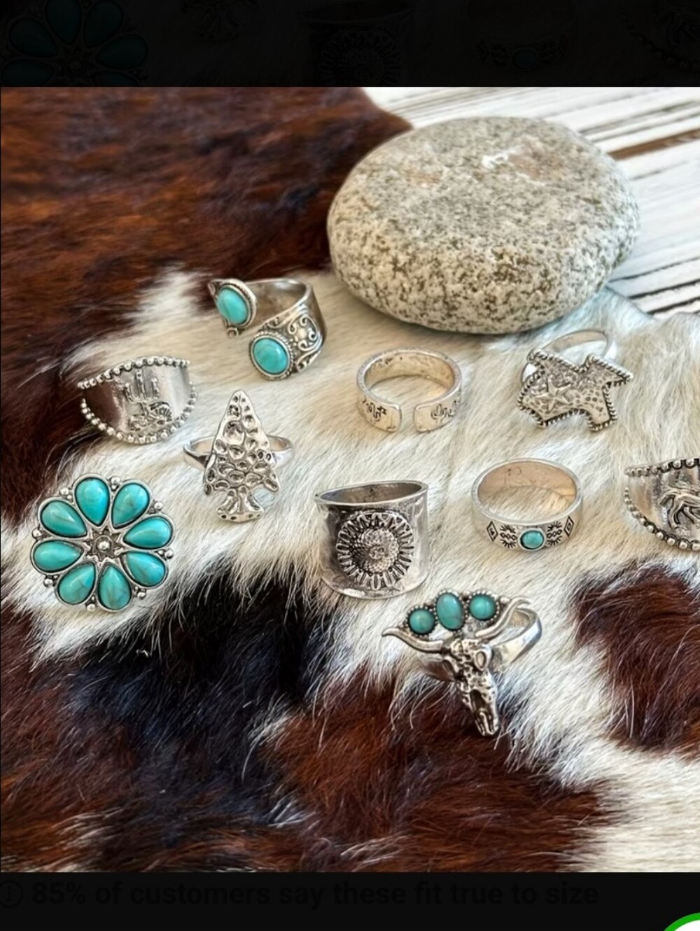 10 Pcs Turquoise Rings - Picture 2 of 3